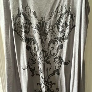 Express gray tank top with open drape back